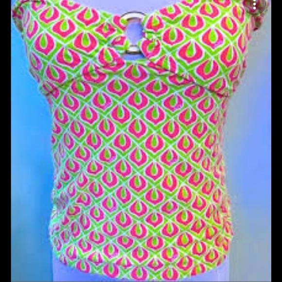 Lilly Pulitzer o ring tankini lime green pink size 4 - Picture 9 of 9